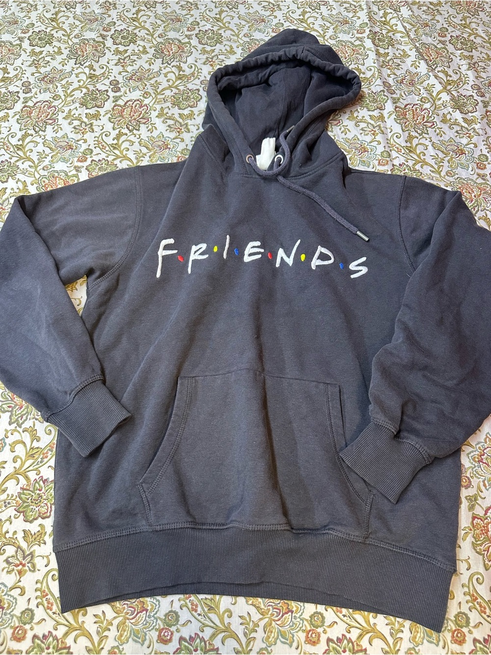 H&M Black FRIENDS Logo Hoodie with Multicolor Dots